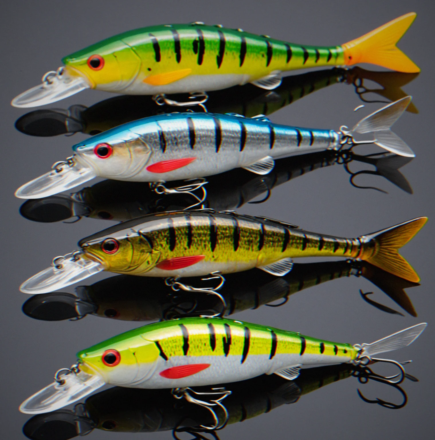 Three Rapwla crankbaits in 10cm, 13cm and 16cm sizes showing progressive profile depth comparison