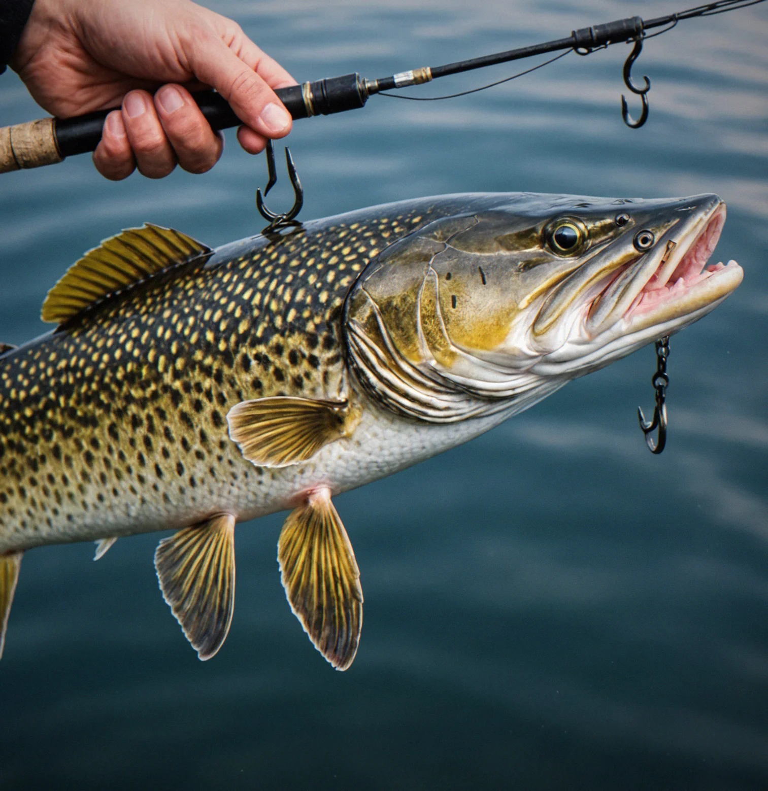 big pike on a hook